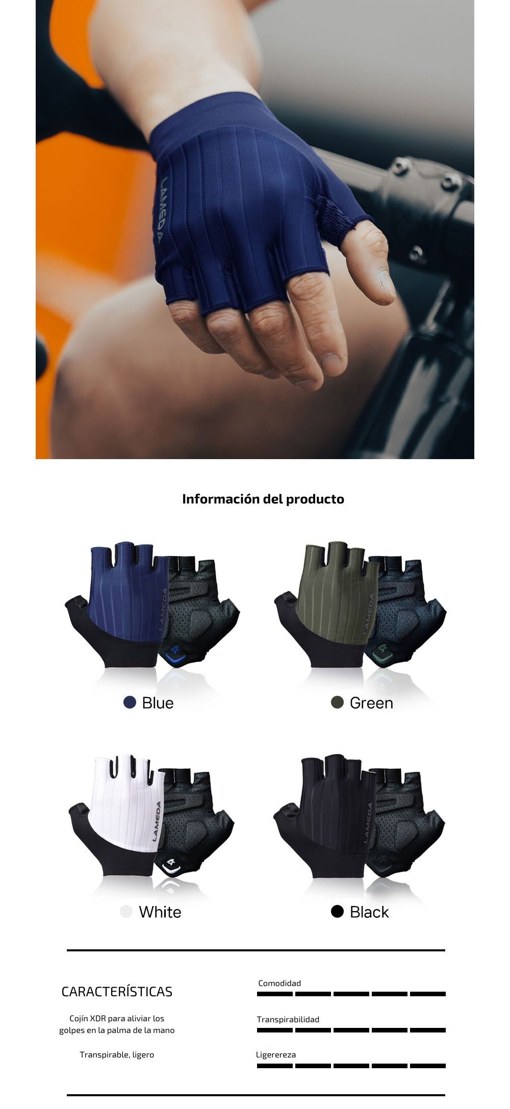 Guantes cortos de ciclismo 2039 LAMEDA