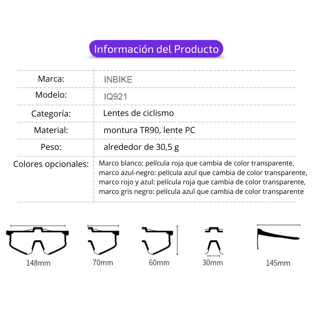 Lentes Fotocromáticos Acute IQ921 Inbike